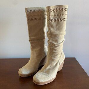 Gianni Bini Wedge Slouch Boots with Braiding
